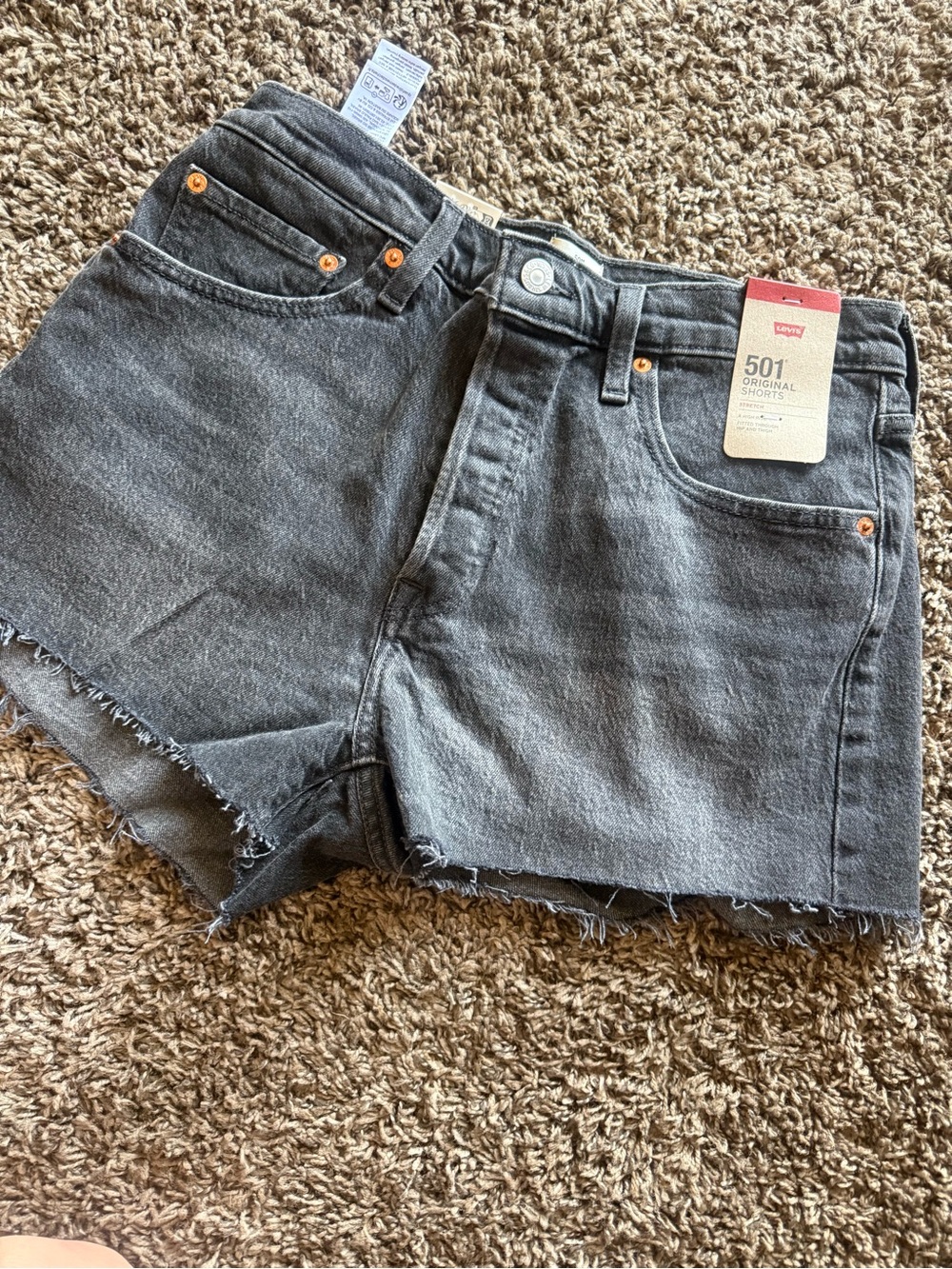 Levi's 501 Raw Hem Black Denim Shorts